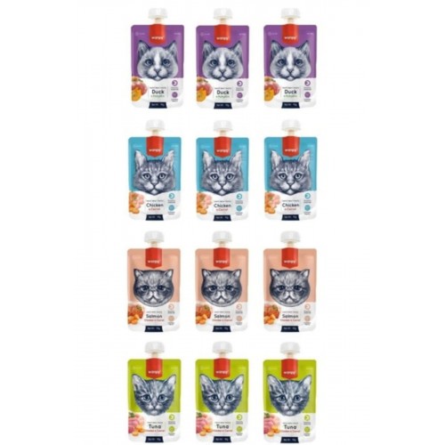 Wanpy 4 Çeşit Karma Kedi Et Ezmesi 90 Gr. X 10 Adet