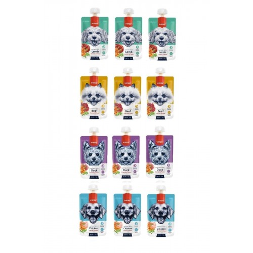 Wanpy Taze Köpek Et Ezmesi 4 Çeşit Karma 90 Gr. X 12 Adet