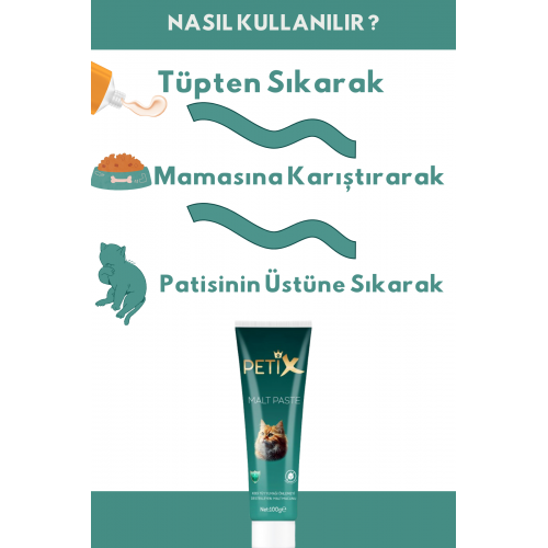 Petix Anti-Hairball Tüy Yumağı Önleyici Kedi Malt Macunu 100 gr 2' Li