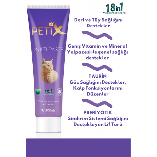 Petix Multivitamin Kedi Macunu ve Tüy Yumağı Önleyici 100 gr