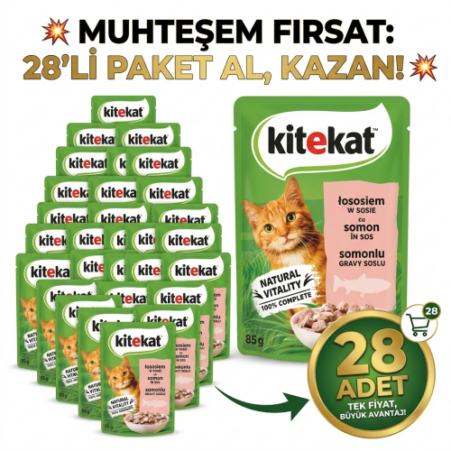 Kitekat somonlu Yaş Kedi Maması Pouch 85 gr x 28 Adet