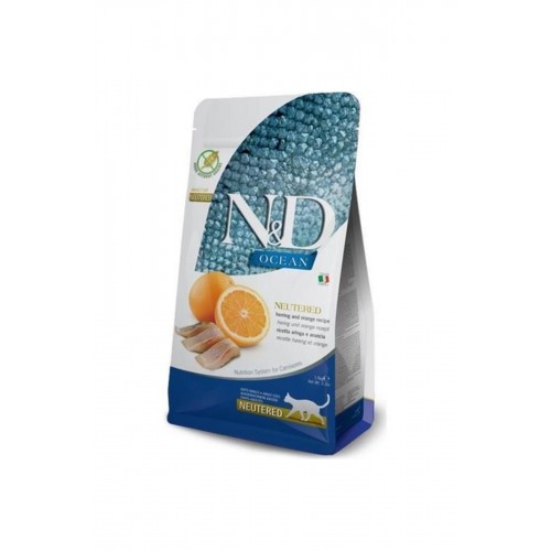 N & D Nd Ocean Ringa Balıklı Ve Portakallı Tahılsız Kısırlaştırılmış Kedi Maması 1,5 kg