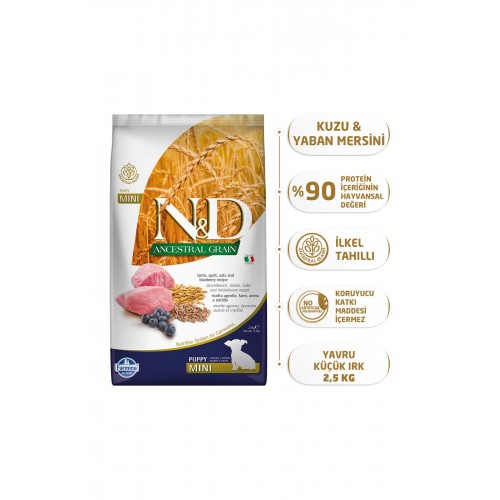N & D Ancestral Graın  Kuzu & Yaban Mersini Puppy Mını 2.5 kg